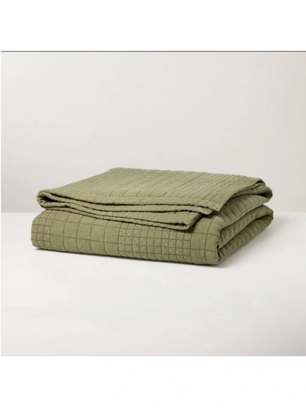 NWT Full/Queen Grid Stitch Quilt Green - Hearth & Hand with Magnolia